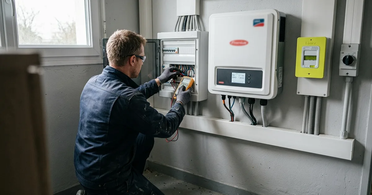 Calculatrice posée sur une facture EDF à côté d'une maquette de maison avec panneaux solaires, illustrant le calcul de rentabilité photovoltaïque à Montreuil en Seine-Saint-Denis. Calculatrice posée sur une facture EDF à côté d'une maquette de maison avec panneaux solaires, illustrant le calcul de rentabilité photovoltaïque à Montreuil en Seine-Saint-Denis.